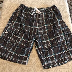 Kanu Gray plaid trunks